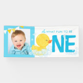 Waterverf eend oh wat leuk fotofeest spandoek (Horizontaal)