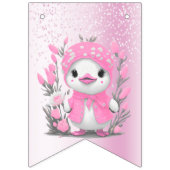 Waterverf Eend Roze Bloem Bunting Flag Vlaggetjes (Eerste vlag)