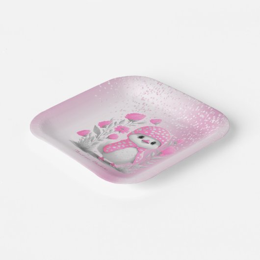 Waterverf Eend Roze Bloemen Papier Bord (Gebogen)
