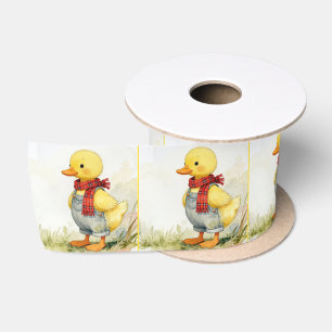 Waterverf Eendje met Gouden Overall Lint