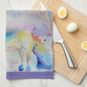 Waterverf Eenhoorn Art Keuken Paarse Lavendel Theedoek (Quarter Fold)