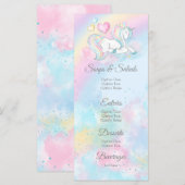 Waterverf Eenhoorn Baby shower menu's (Voorkant / Achterkant)