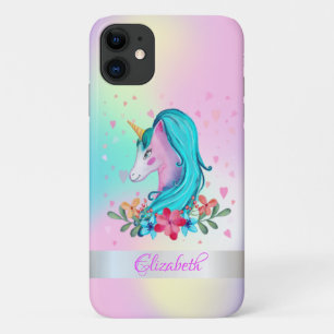 Waterverf Eenhoorn,Bloemen,Harten,Holografisch iPhone 11 Hoesje