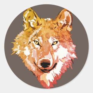 Waterverf Eenling wolf gezicht Ronde Sticker