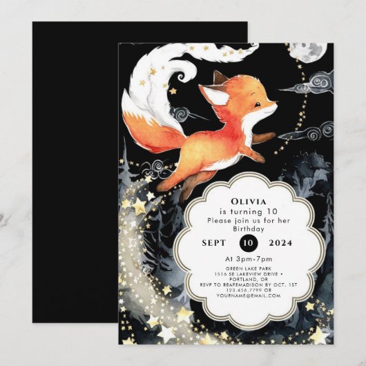 Waterverf Eenvoudige Fox Verjaardag Kaart (Voorkant / Achterkant)