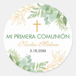 Waterverf Eerste Communie Primera Communie Ronde Sticker