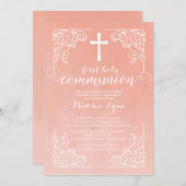 Waterverf Eerste Heilige Communie Uitnodiging (Voorkant / Achterkant)