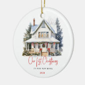 Waterverf Eerste Home Kerst Keepsake Ornament (Links)