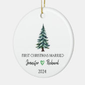 Waterverf eerste kerstman getrouwd keramisch ornament (Links)