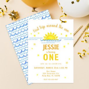 Waterverf eerste reis rond de zon - Uitnodiging