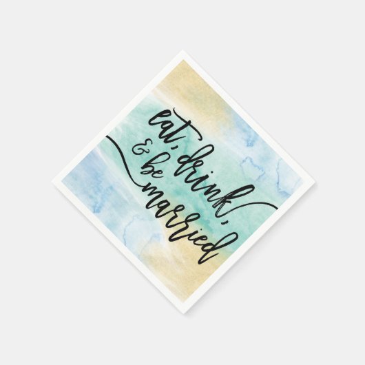 Waterverf Eet Drink en getrouwd bruidsservet Servetten (Hoek)