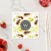 Waterverf Eetbaar Exotic Fruits Monogram Patroon Servet (Insitu)