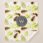 Waterverf Eetbaar Exotic Fruits Monogram Patroon Sherpa Deken (Voorkant)