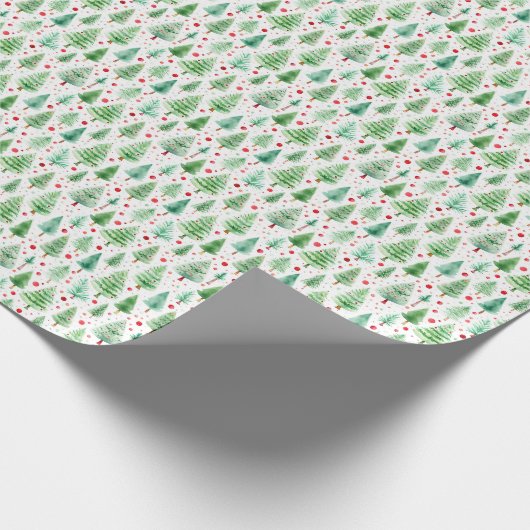 Waterverf effect diverse Fir Trees thema Cadeaupapier (Hoek)