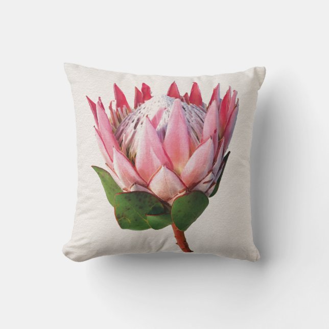 Waterverf effect Protea Twee Zijdecor Kussen (Voorkant)