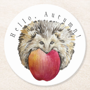 Waterverf egel en onderzetter van appelsteen