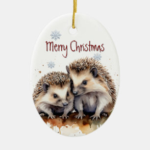 Waterverf Egel Paar Wildlife Animal Custom Keramisch Ornament