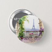 Waterverf Eifel Tower Paris Frans Café Ronde Button 5,7 Cm (Voorkant /achterkant)
