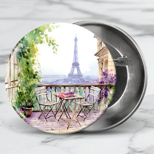 Waterverf Eifel Tower Paris Frans Café Ronde Button 5,7 Cm