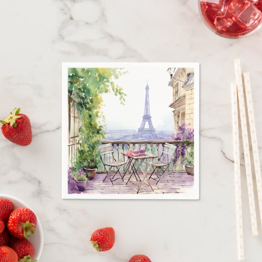 Waterverf Eifel Tower Paris Frans Café Servet (Insitu)