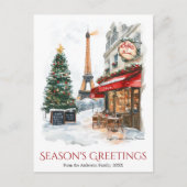 Waterverf Eiffeltoren Parijs Frankrijk Reizen Feestdagenkaart (Voorkant)