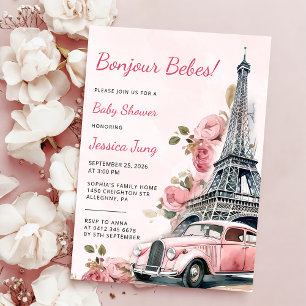 Waterverf Eiffeltoren Parijse Baby shower Partij Kaart
