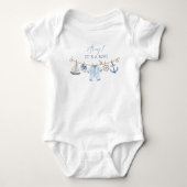 Waterverf Elegant Ahoy het is een Boy Baby shower Romper (Voorkant)