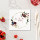 Waterverf Elegant Bloom Blush Bourgogne Monogram Servet (Insitu)