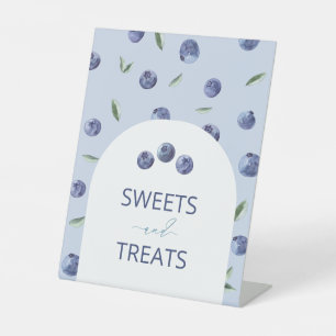 Waterverf Elegant Blueberry baby shower snoep en Reclamebord Met Voetstuk
