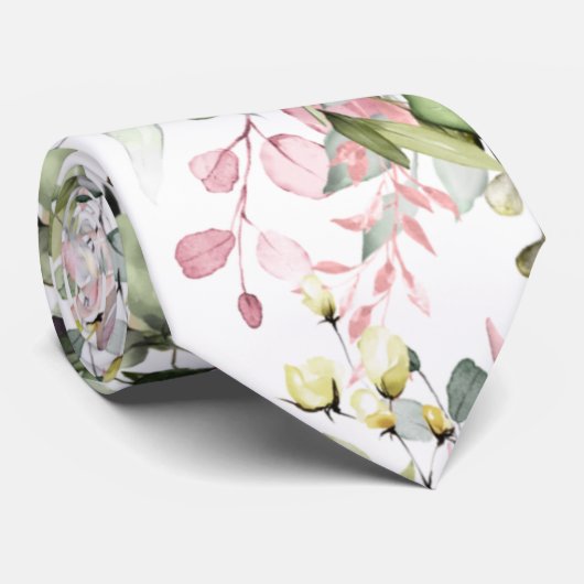 Waterverf Elegant Blush Pink Gum Eucalyptus Stropdas (Opgerold)