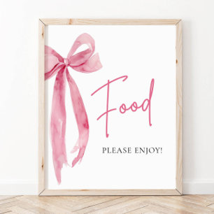 Waterverf Elegant Blush Roze Bow Voedsel Teken Poster