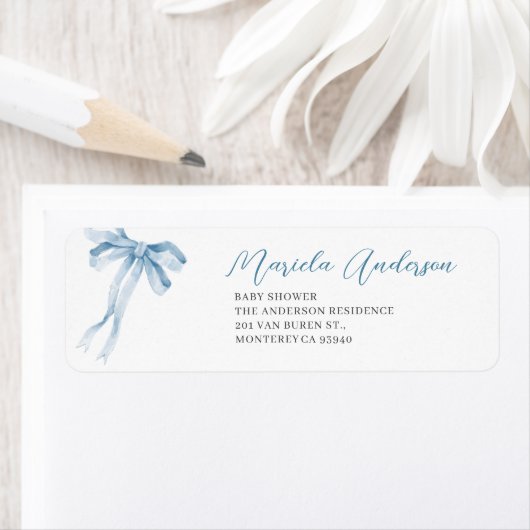 Waterverf Elegant Bow Lint baby shower Etiket (Insitu)