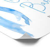 Waterverf Elegant Dusty Blue Bow Open Bar Sign Poster (Hoek)