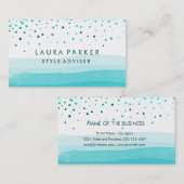 Waterverf Elegant Glitter Subtle SeaBlue Confetti Visitekaartje (Voorkant / Achterkant)
