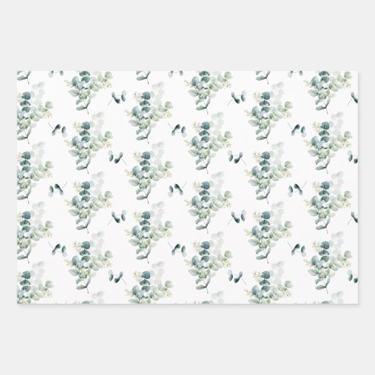 Waterverf Elegant groen Eucalyptus bladeren Inpakpapier Vel (Voorkant)