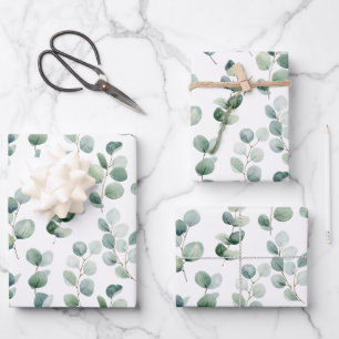 Waterverf Elegant groen Eucalyptus bladeren Inpakpapier Vel