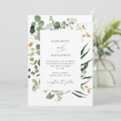 Waterverf Elegant groen Eucalyptus bruiloft Kaart (Staand voorkant)