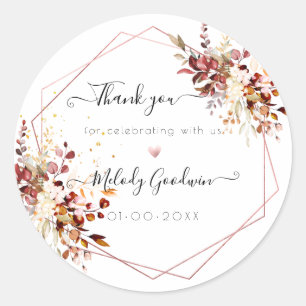 Waterverf Elegant Herfst Eucalyptus Hartelijk dank Ronde Sticker