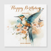 Waterverf Elegant Hummingbird Monogram met naam (Voorkant)