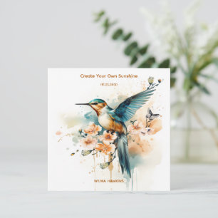 Waterverf Elegant Hummingbird Monogram met naam