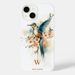 Waterverf Elegant Hummingbird Monogram met naam Case-Mate iPhone 14 Hoesje