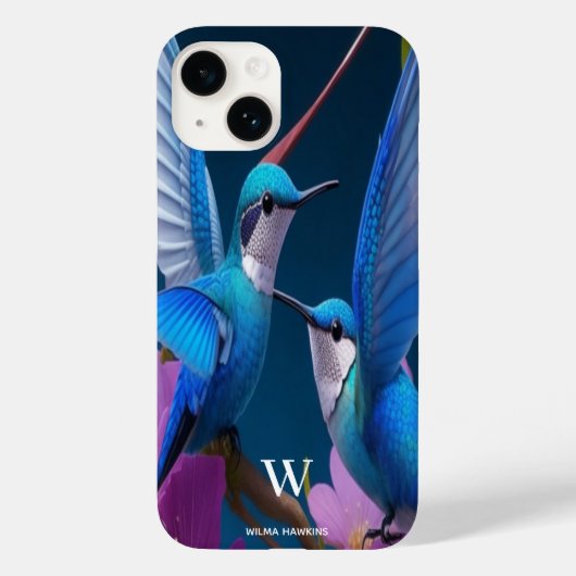 Waterverf Elegant Hummingbird Monogram met naam Case-Mate iPhone Case (Achterkant)