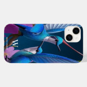 Waterverf Elegant Hummingbird Monogram met naam Case-Mate iPhone Case (Achterkant (horizontaal))