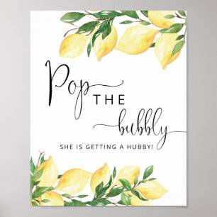 Waterverf Elegant Lemon Pop Bubble Sign Poster