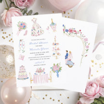 Waterverf Elegant met de hand getekende roze blauw