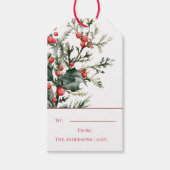 Waterverf Elegant Mistletoe Christmas Gift Label Cadeaulabel (Voorkant)