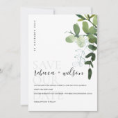 WATERVERF ELEGANT MODERN GREEN EUCALYPTUS FOLIAGE SAVE THE DATE (Voorkant)