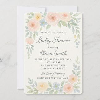 Waterverf Elegant Pastel Floral Baby shower Kaart