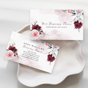 Waterverf Elegant Red Roses Theme Boutique Floral Visitekaartje