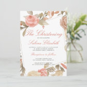 Waterverf Elegant Roze Bloemen doopsel Kaart (Staand voorkant)